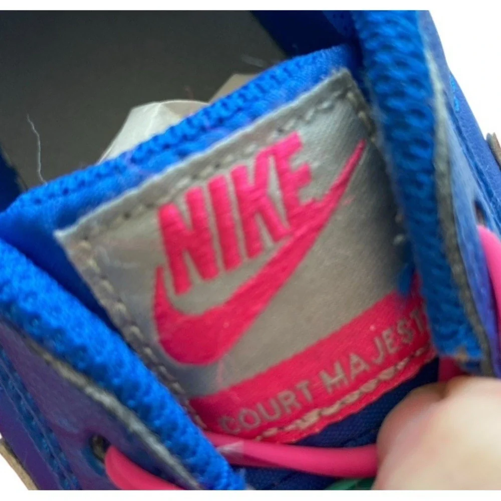 Nike Court Majestic Sneakers Womens Size 7 Neon Blue‎ Pink Hickies No Tie Laces